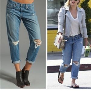 Rag & Bone 🔹Boyfriend Jean in Moss with Holes